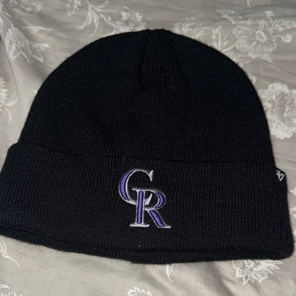 Colorado Rockies Black Knit Beanie | ’47 Brand Hat with Purple Embroidered Logo